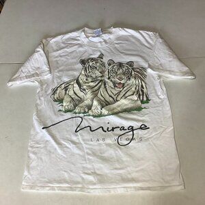 Vintage 1989 Mirage Las Vegas Siberian Tiger T-Shirt Size XL Single Stitch White